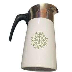 Corning Ware Olive Green Medallion 9 Cup Green & White Percolator
